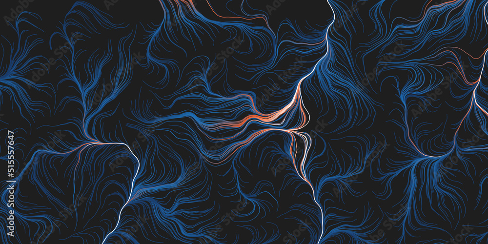 Aufkleber abstract modern style geometric background design, blue, orange and white lit 3d flowing spreading c