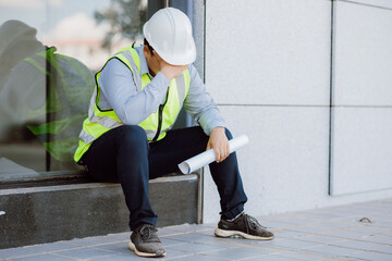 Construction engineer stress of Construction project failure. Unemployment in the Covid Virus...