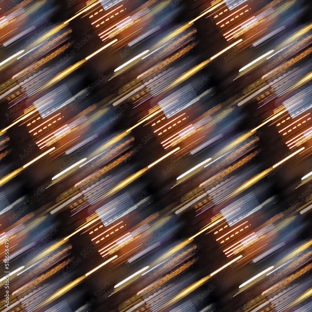 Poster colourful harbor lights with ripples from water reflection pattern and repeating design