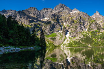 Naklejka na ściany i meble Polish Tatras Mountains and alpine lake Morskie Oko
