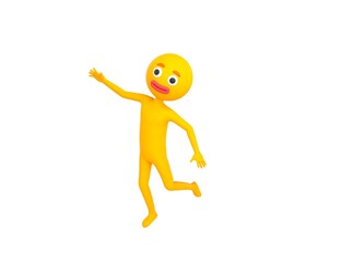 Yellow Man character floating in the air in 3d rendering.