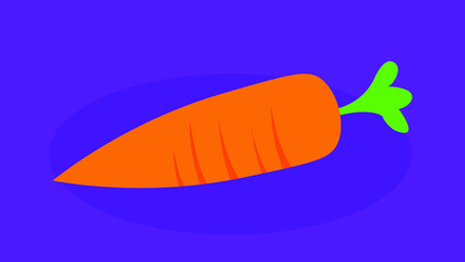 Carrot with green tail, illustration, side view