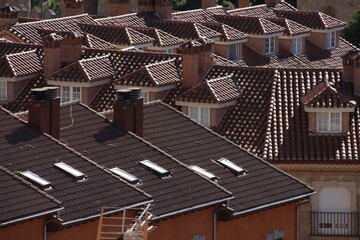 Fototapeta na wymiar Roofs of residential houses