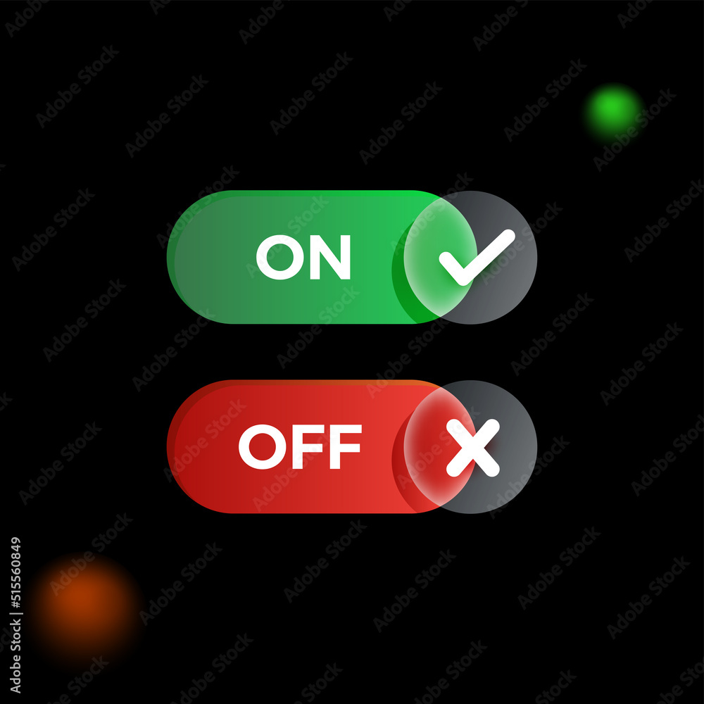 Poster on off glass button for user interface element