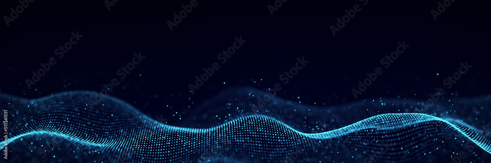 Poster 3d digital wave. technology wave. flow digital structure. cyber technology background. 3d rendering.