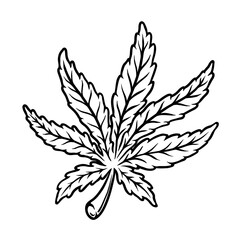 Illustration of cannabis leaf. Design element for poster, t shirt, sign. Vector illustration