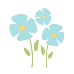 Vector bouquet hand holding wildflowers of light blue isolated on a white background. March 8, Valentine's Day
