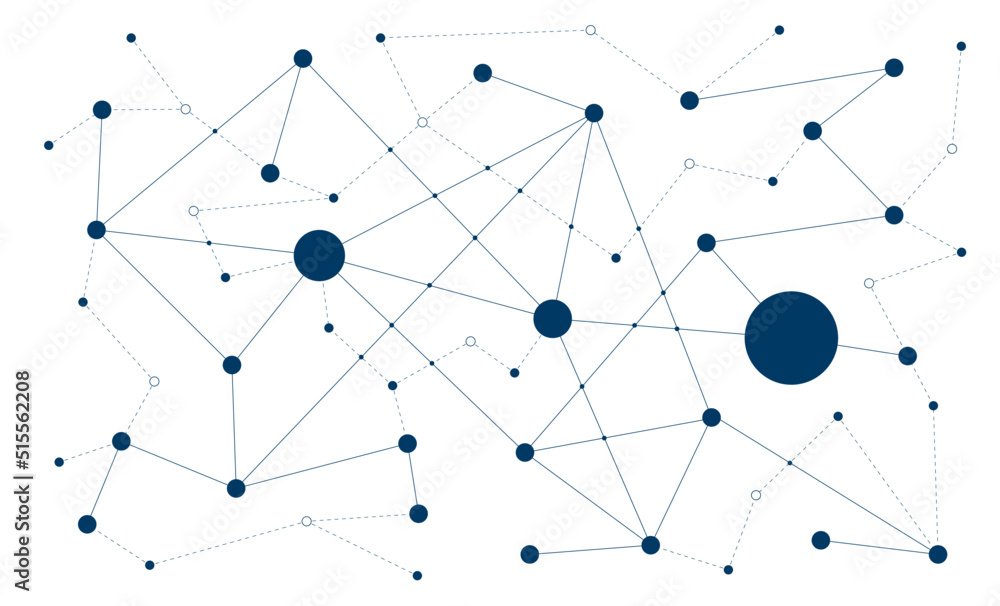 Aufkleber Data connected dots and lines technology background template. Network technology blockchain linked global digital database graphic vector