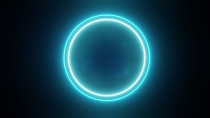 3d rendering of blue circle neon glowing abstract light background. Scene for advertising, showroom, banner, technology, game, modern, sport, business, metaverse. Sci Fi Illustration. Product display