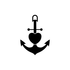 Anchor heart icon isolated on white background