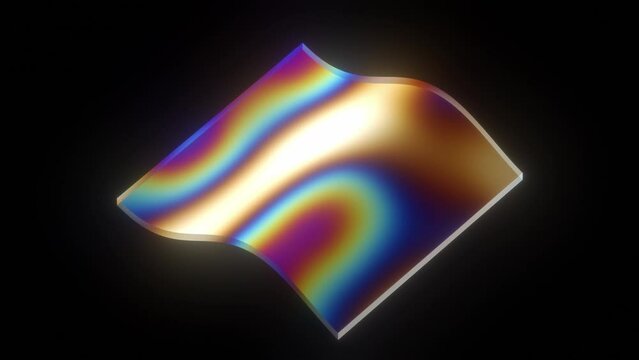 Iridescent 3D plane animated with a sine wave distortion in a perfect seamless Loop.