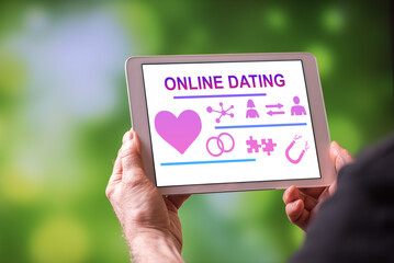 Online dating concept on a tablet