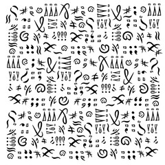 Vector pattern of punctuation marks and math icons.