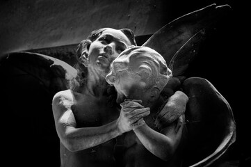 Staglieno, Genova, Italia - 22 giugno 2021: Cimitero monumentale..Statua. Scultura. Ritratto di...