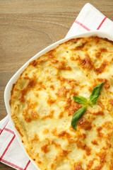 Concept of delicious food - Lasagna, top view