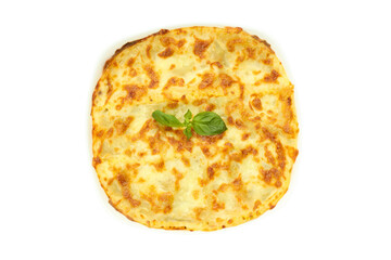 Concept of delicious Italian cuisine food - Lasagna, isolated on white background