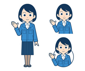 案内する女性の事務員