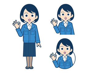 OKする女性の事務員