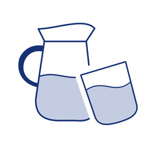 boire de l'eau verre et carafe vecteur