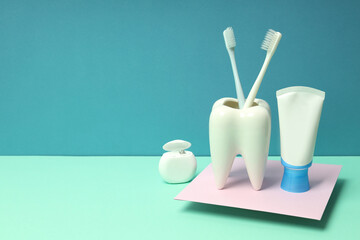 Concept of dental care, space for text