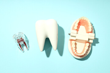 Concept of dental care or tooth care, top view