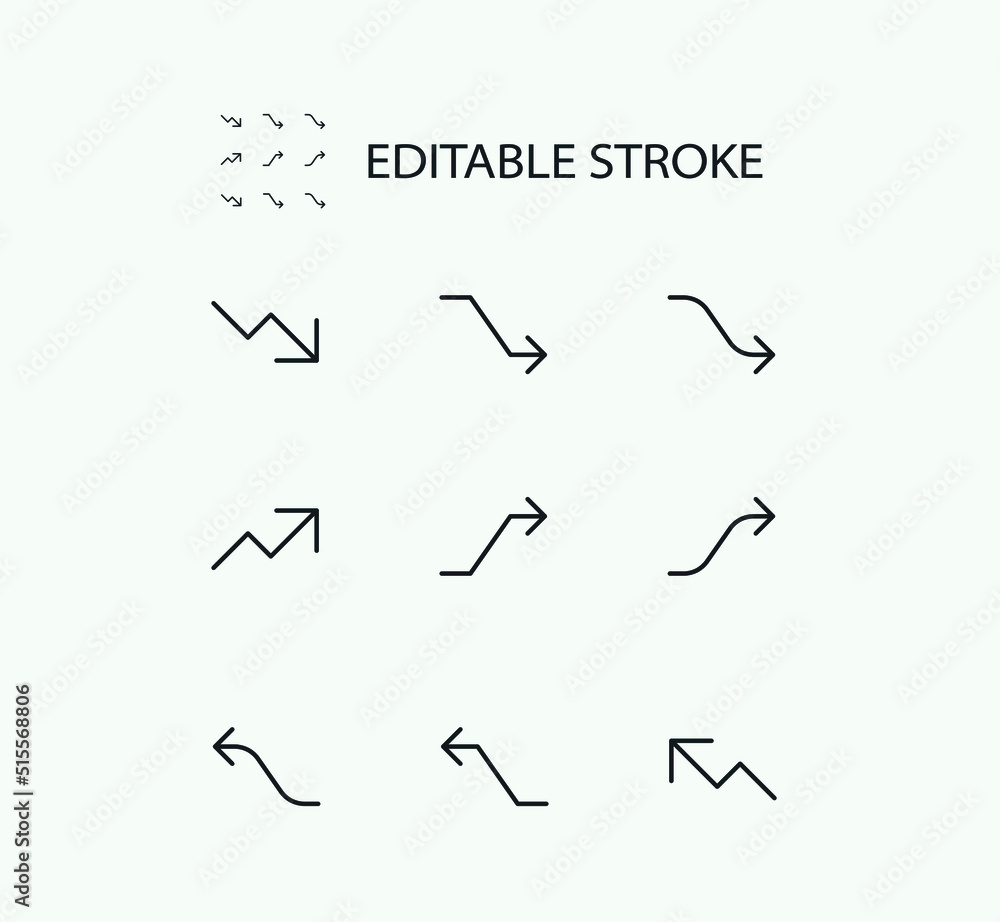 Poster simple set of arrow related vector line icons. contains such icons as arrow. editable stroke. 72x72 