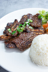 A view of a beef short rib plate.