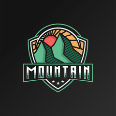 Mountain logo design vector illustration, outdoor adventure