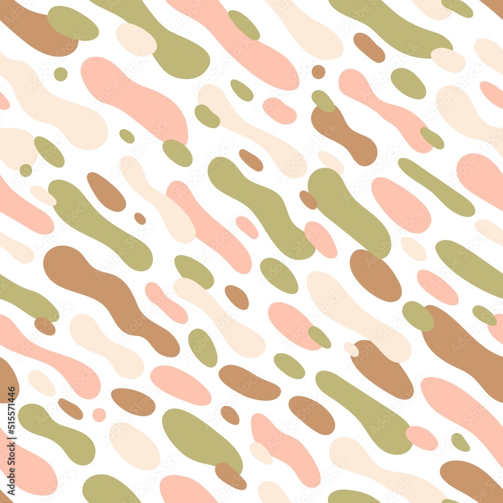 Aufkleber Abstract shapes pattern. Seamless background with creative repeating print for textile. Texture design with organic fluid forms, spots, dots. Colored flat graphic vector illustration for fabric