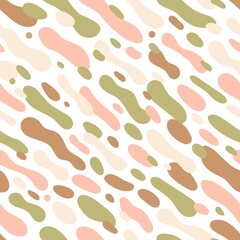 Abstract shapes pattern. Seamless background with creative repeating print for textile. Texture design with organic fluid forms, spots, dots. Colored flat graphic vector illustration for fabric