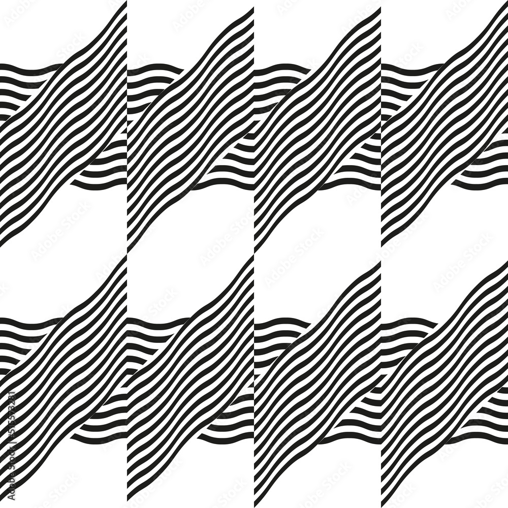 Aufkleber Modern abstract geometric contemporary vector seamless diagonal pattern with simple elements and shapes. Graphic black and white minimalist background.