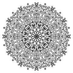 Outline ethnic mandala isolated on a white background. Folk ornament for colouring page