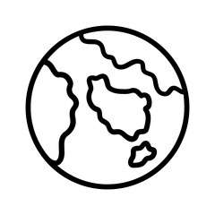 Black line icon for Earth