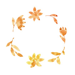 simple wreath flowers golden watercolor for background, .invitation card, package