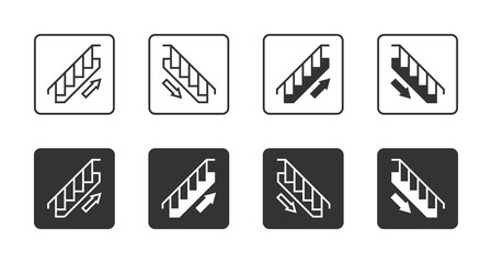 Stairs up and stairs down icons set. Vector illustration.