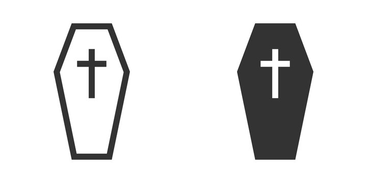 Coffin icon. Simple design. Flat and outline style. Vector illustration.