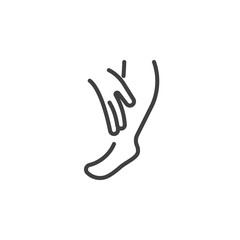 Leg cream applying line icon