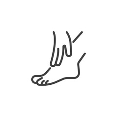 Feet cream applying line icon