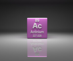 Cube with Actinium number 89 periodic table