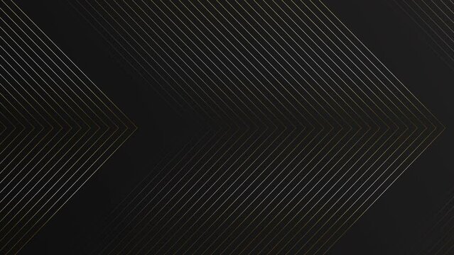 4k Abstract luxury black grey gradient backgrounds with animated golden metallic stripes. Elegant horizontal banner. Copy space. Dark backdrop 3D