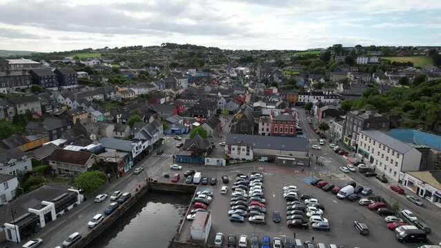 Kinsale town centre county Cork Ireland drone aerial view
