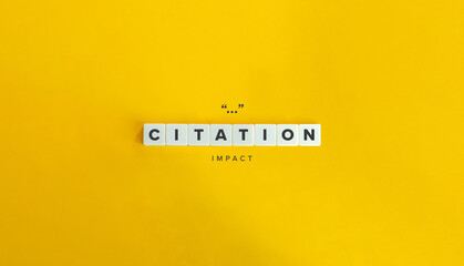 Citation Impact Banner. Text on Letter Tiles on Yellow Background. Minimal Aesthetics.