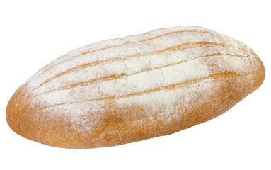 Large loaf of bread. Uncut bread isolated on white background.