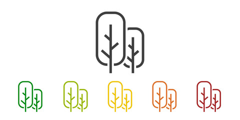 Fototapeta Logo siluetas de árboles geométricos. Vector con líneas en varios colores por las cuatro estaciones obraz