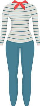 striped shirt, blue pants, red scarf outfit clip art preview