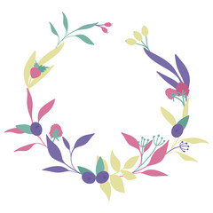 Obraz premium Gentle light leaves and berries wreath. Nature floral decoration.