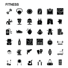 fitness and gym icon set