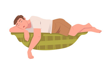 Tired Man Dad Lying on Sofa Feeling Exhaustion Vector Illustration