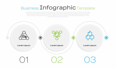Set line Ozone, Molecule and Chemical formula. Business infographic template. Vector