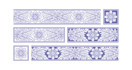 Vector very peri set of vintage floral frames, borders and decorations with seamless patterns, ornaments, stoppers, corners and vignettes in art noiuveau antique style